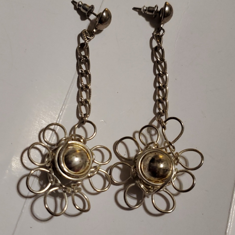 Earrings, Pierced, Silver, Drop design